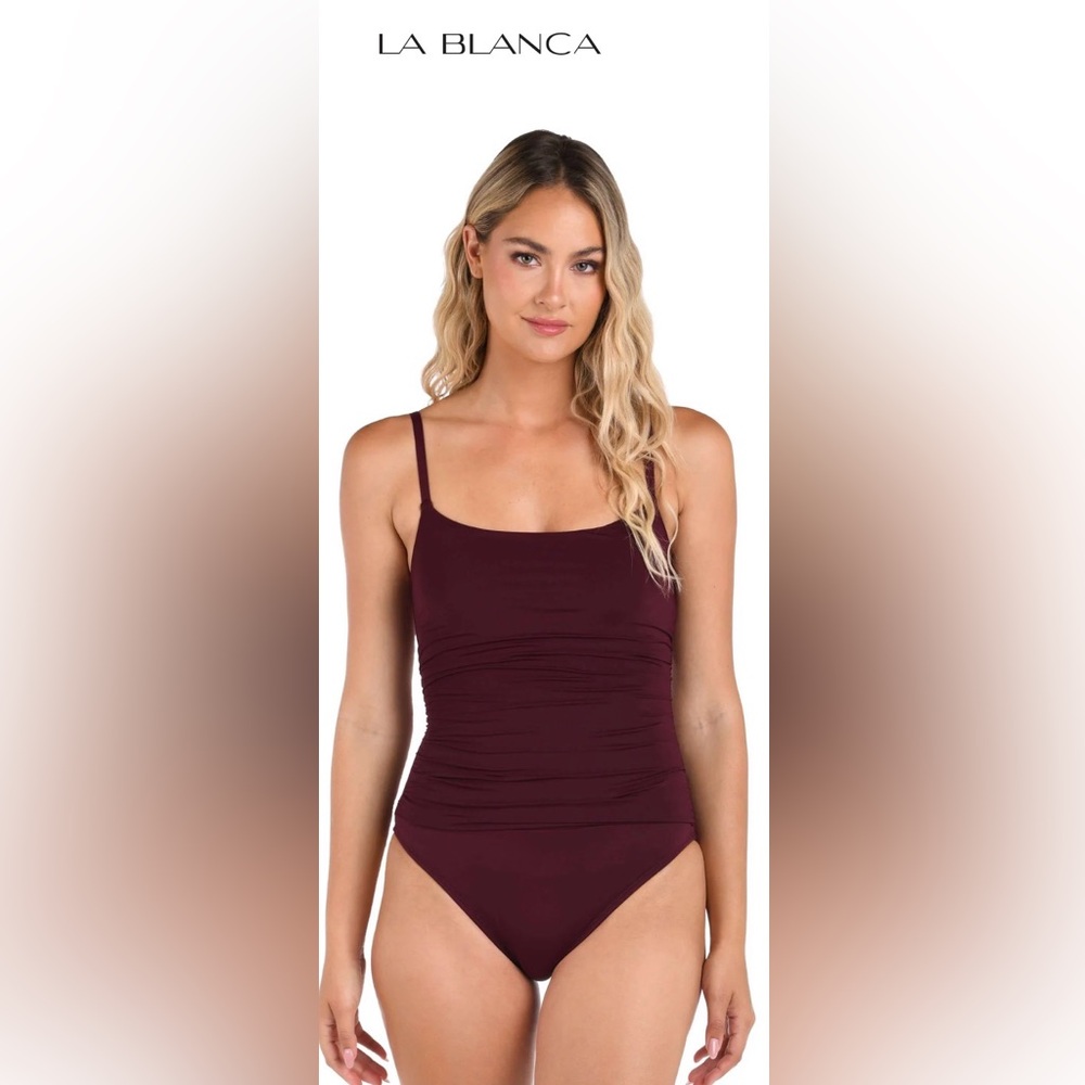 NWT La Blanca Island Goddess Lingerie One Piece - Dark Cherry size-14